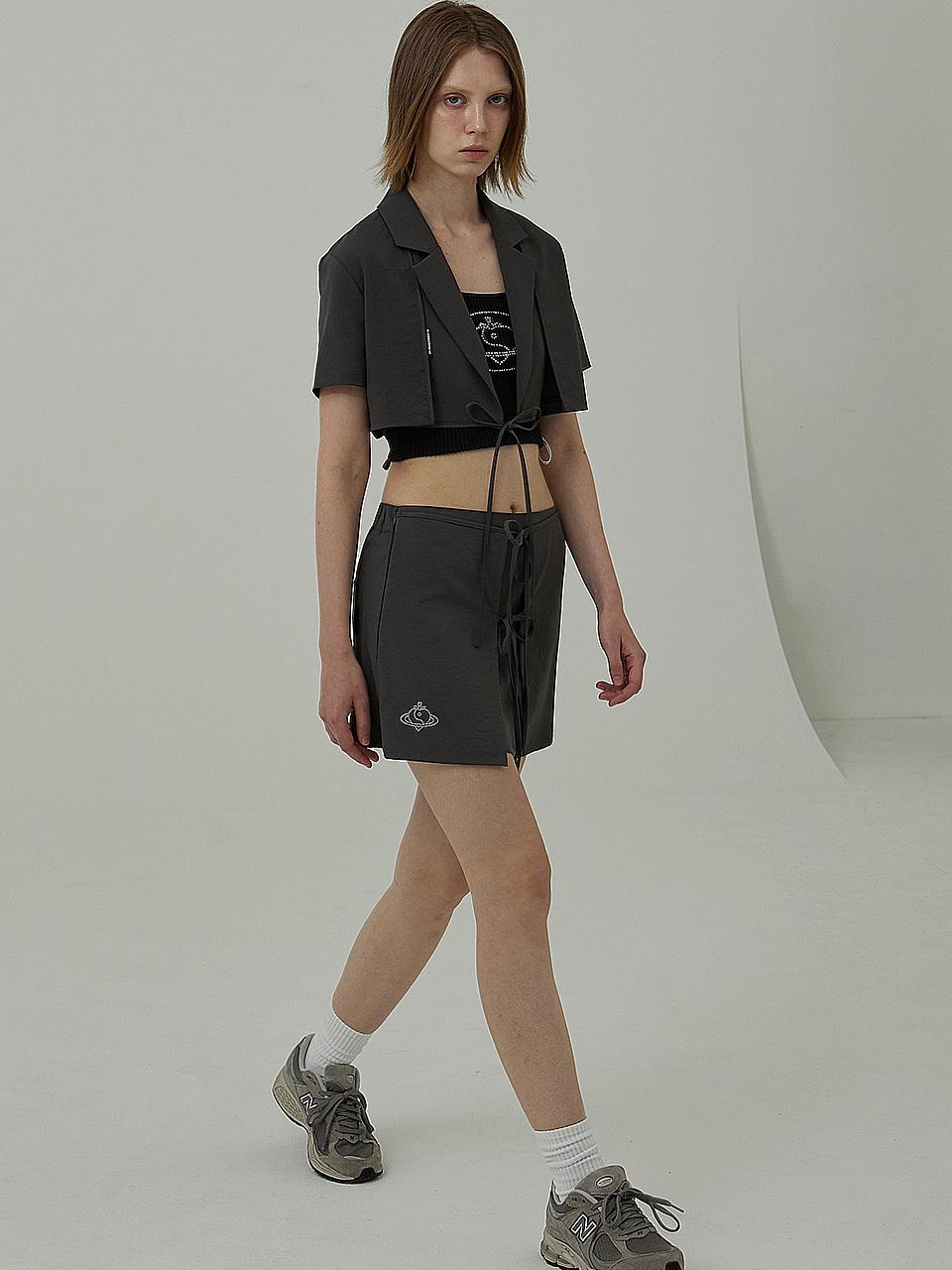 PLASMA SPHERE APRON SKIRT IN GREY (Wrap mini skirt)