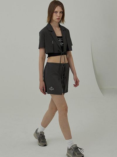 PLASMA SPHERE APRON SKIRT IN GREY (Wrap mini skirt)