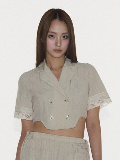 PLASMA SPHERE CURVE SHIRT IN BEIGE (lace double jacket)