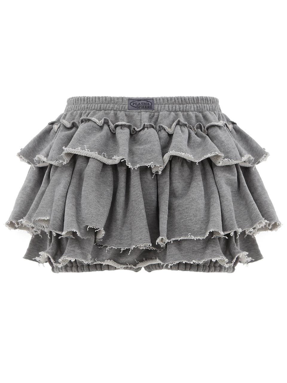 PLASMA SPHERE Elastic Banding Cancan Jersey Knit Skirt [Grey]