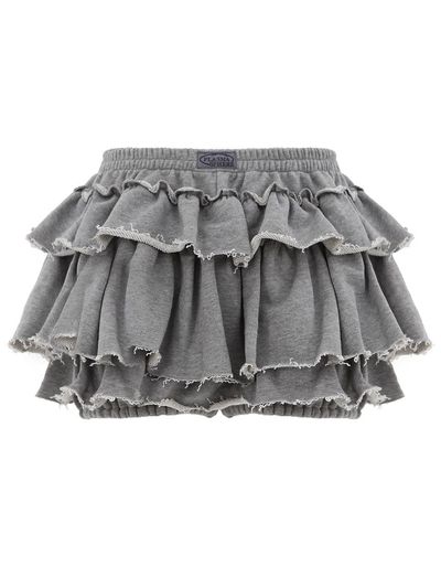 PLASMA SPHERE Elastic Banding Cancan Jersey Knit Skirt [Grey]