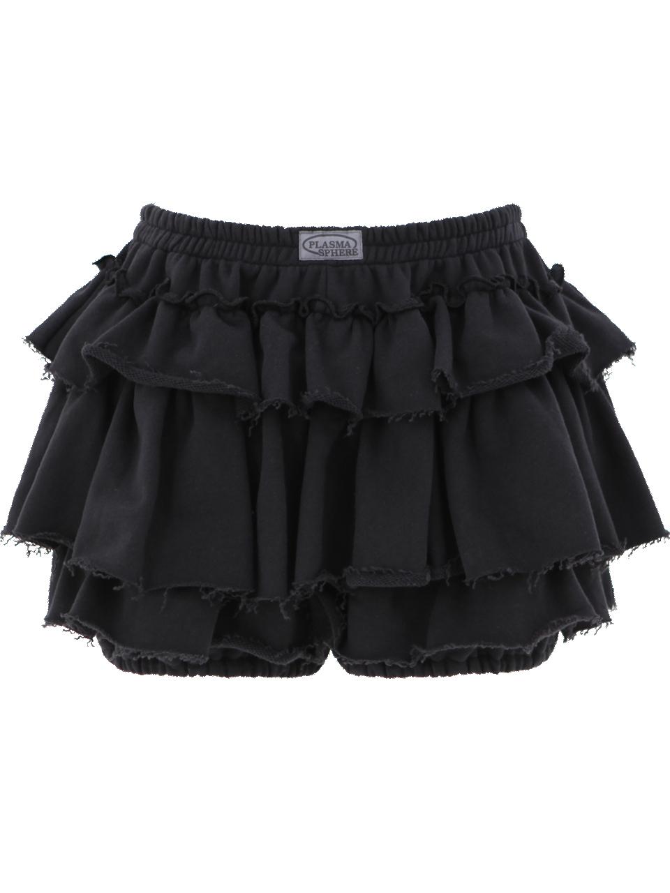 PLASMA SPHERE Elastic Banding Cancan Tutu Skirt [Black]