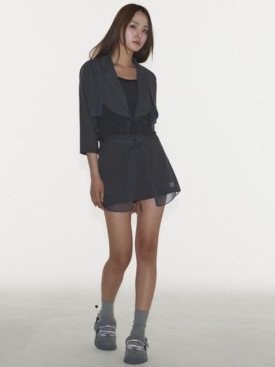 PLASMA SPHERE FAIRY SKIRT IN GREY (color trim wrap skirt)