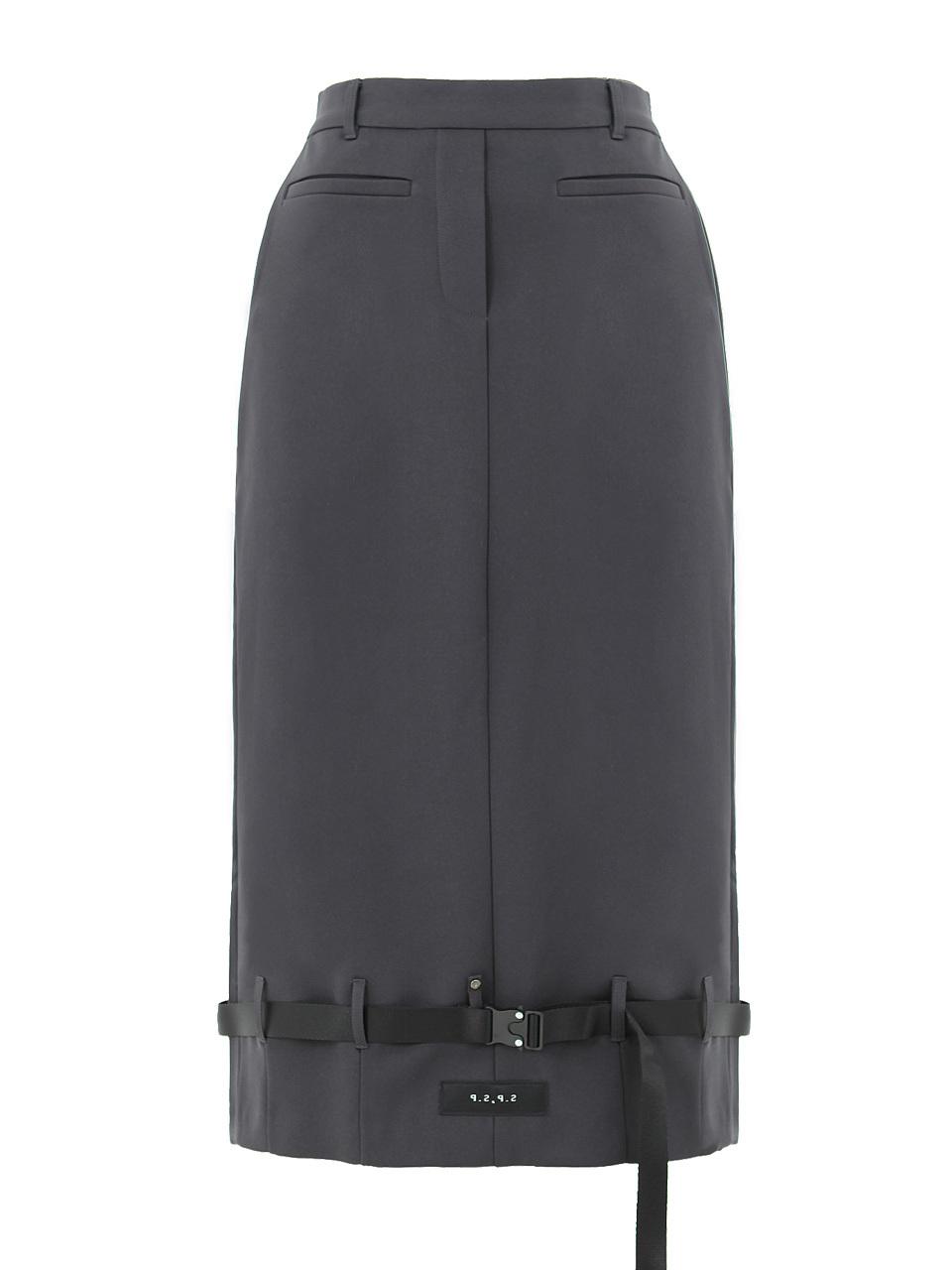 PLASMA SPHERE Fleece-Lined Belt Elastic Skirt [Dark Grey]
