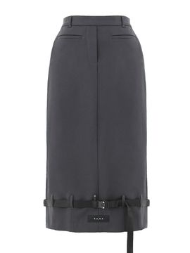 PLASMA SPHERE Fleece-Lined Belt Elastic Skirt [Dark Grey]