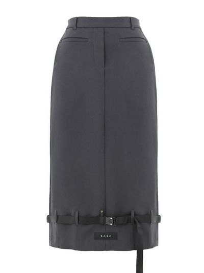 PLASMA SPHERE Fleece-Lined Belt Elastic Skirt [Dark Grey]