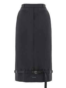 PLASMA SPHERE Fleece-Lined Elastic Waist Belt Skirt [Black]