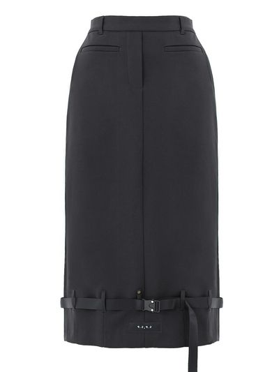 PLASMA SPHERE Fleece-Lined Elastic Waist Belt Skirt [Black]