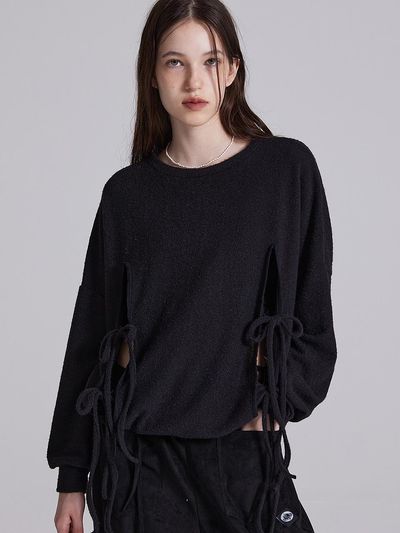 PLASMA SPHERE FLOPPY MTM IN BLACK (loose fit knitwear sweatshirt)