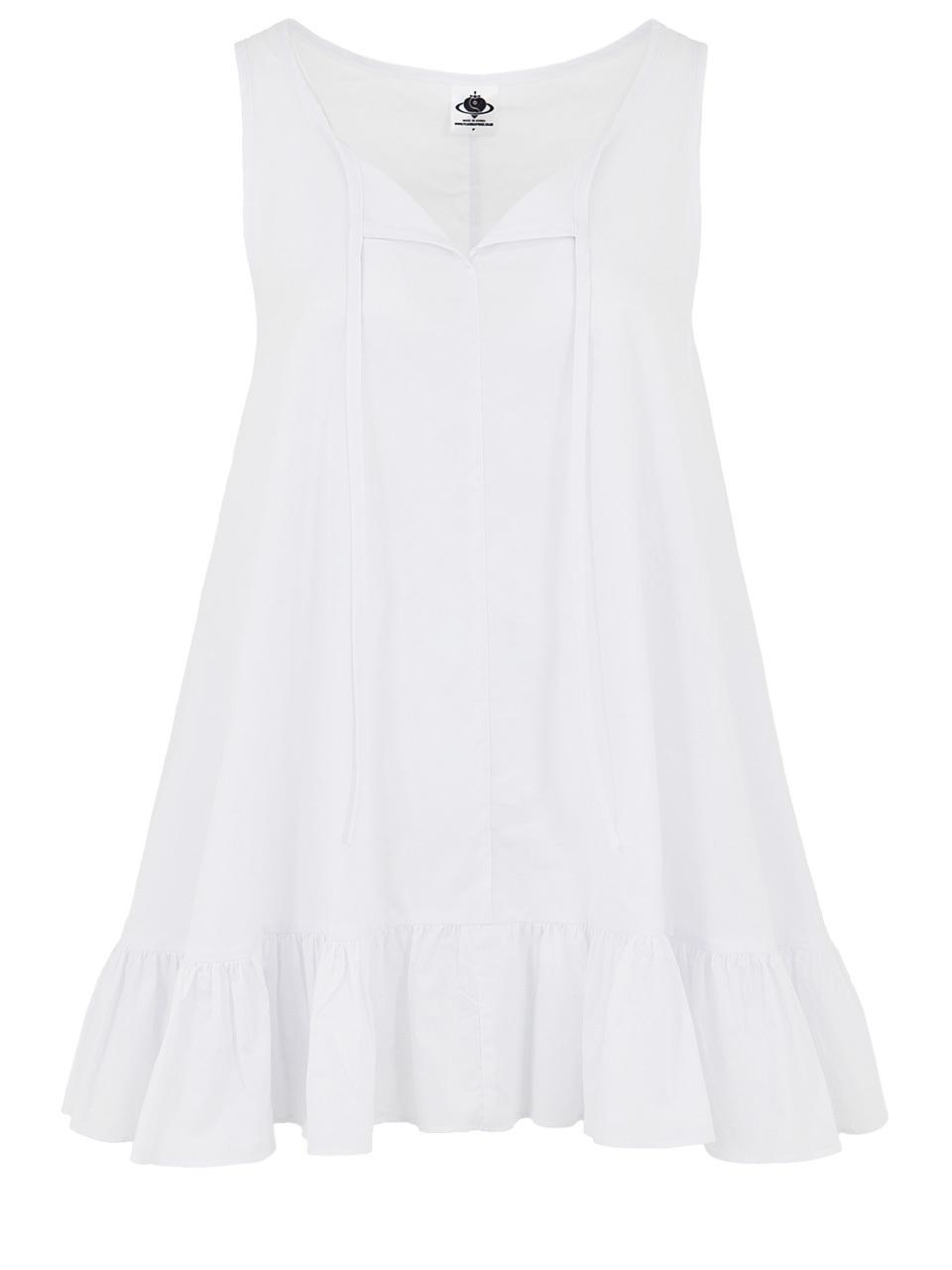 PLASMA SPHERE FRILL DRESS IN WHITE (frilled sleeveless dress)