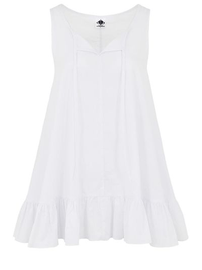 PLASMA SPHERE FRILL DRESS IN WHITE (frilled sleeveless dress)