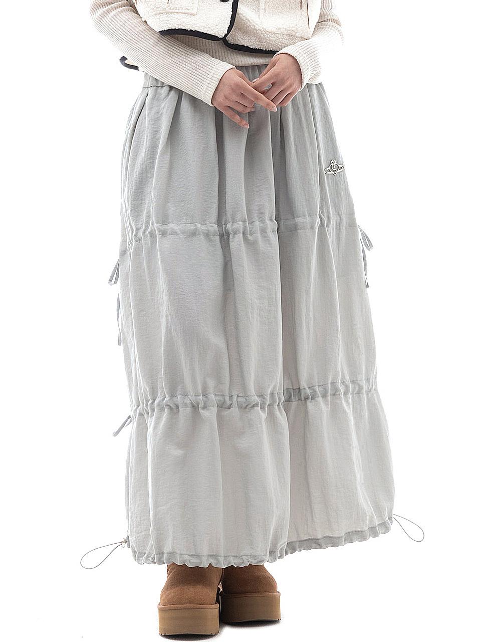 PLASMA SPHERE GISELLE SKIRT IN GREEN GREY (shirring long skirt)