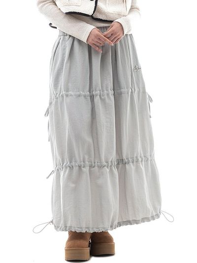 PLASMA SPHERE GISELLE SKIRT IN GREEN GREY (shirring long skirt)