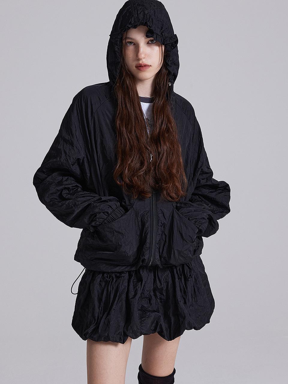 PLASMA SPHERE HARP JUMPER IN BLACK (Hooded Zip-Up Jumper)