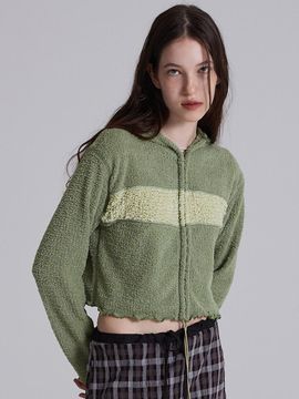 PLASMA SPHERE JUMPER IN GREEN (Fur Hood Zip-Up)