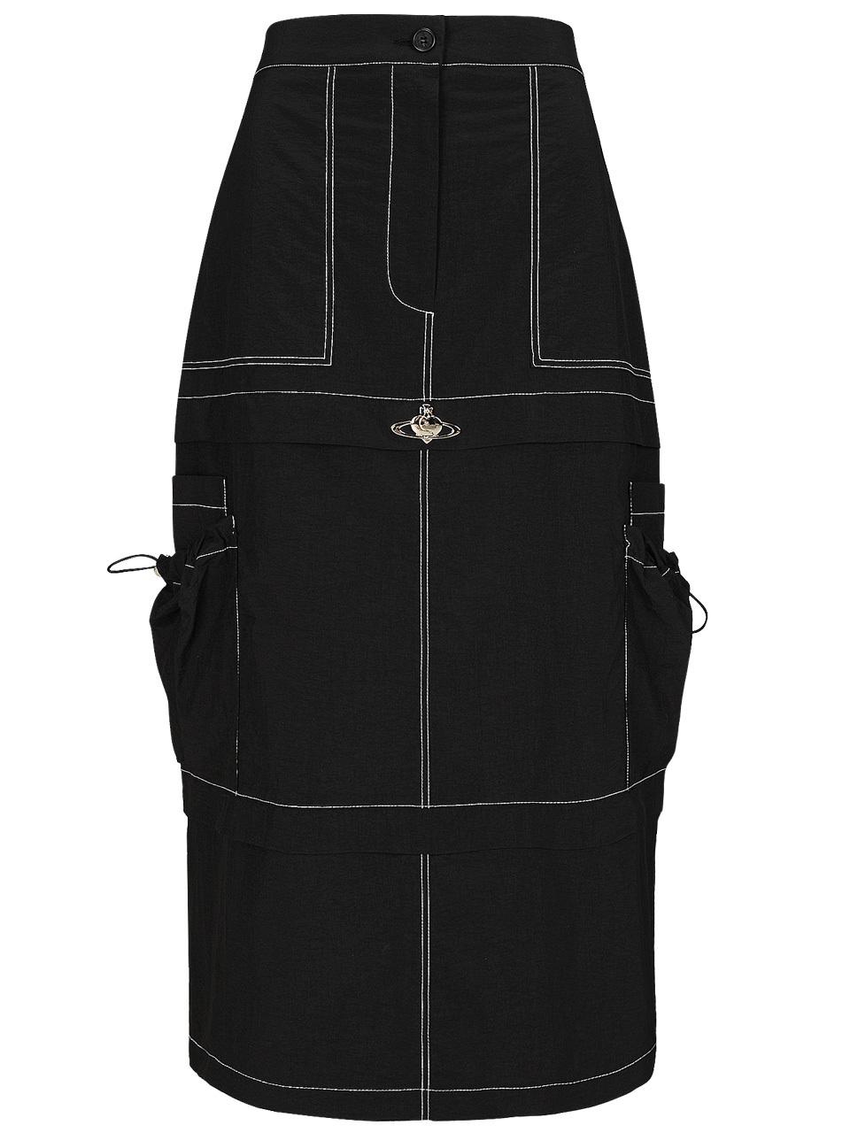 PLASMA SPHERE LAYER SKIRT IN BLACK (cargo long skirt)