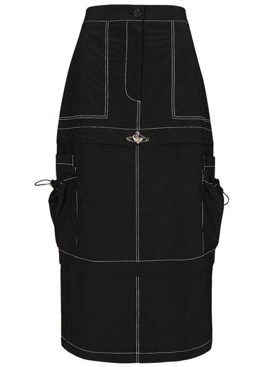 PLASMA SPHERE LAYER SKIRT IN BLACK (cargo long skirt)