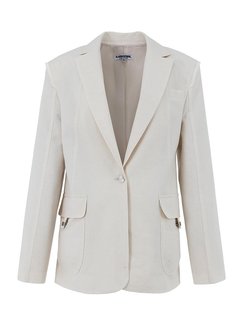 PLASMA SPHERE MESH JACKET IN LIGHT BEIGE (Overfit Single Blazer)