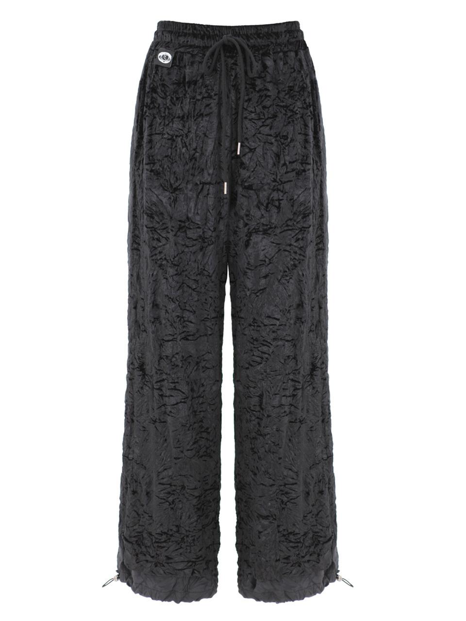 PLASMA SPHERE Pleated Velvet Phantom Pants [Black]