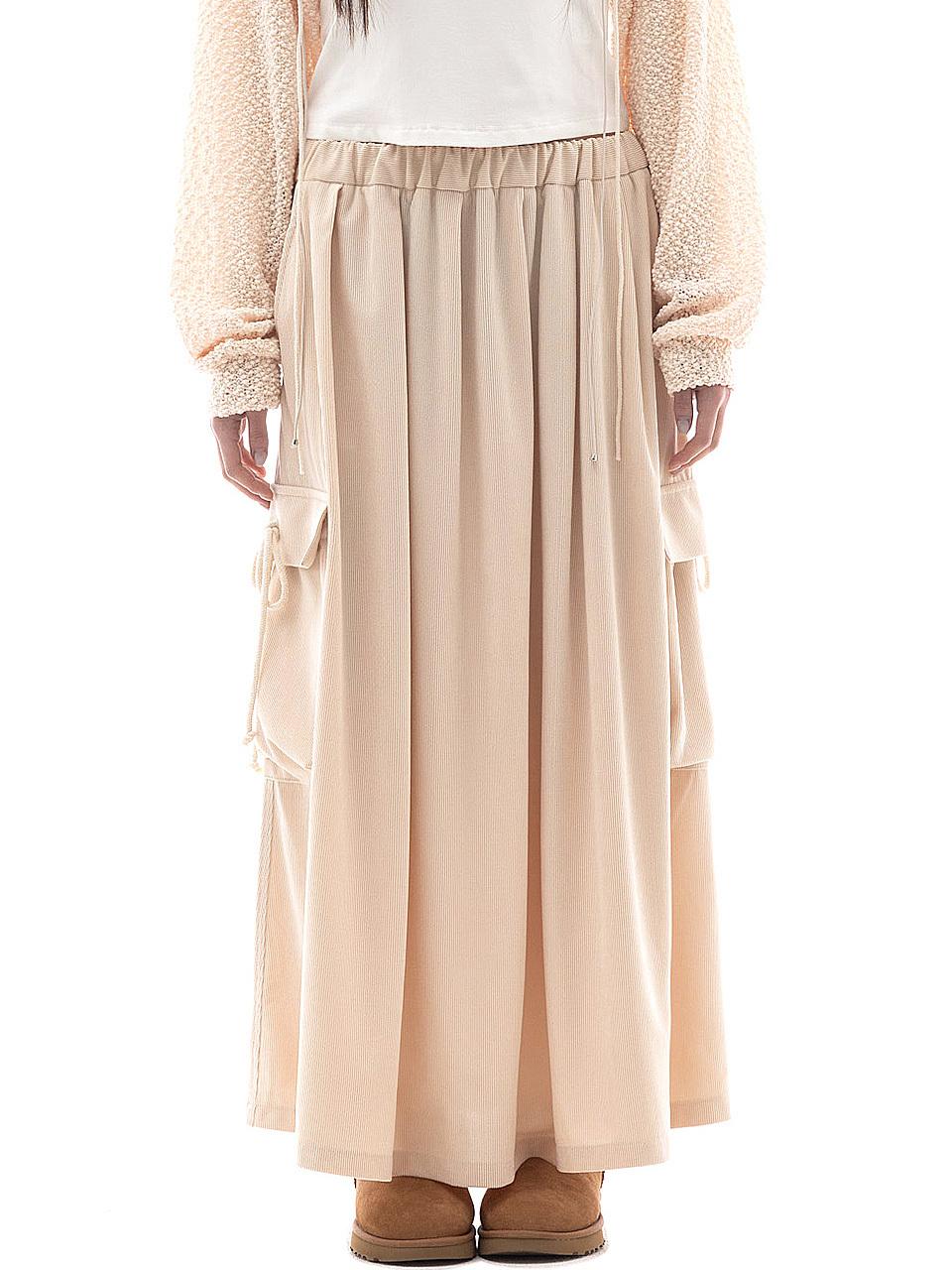 PLASMA SPHERE PONNY SKIRT IN BEIGE (corduroy flared skirt)
