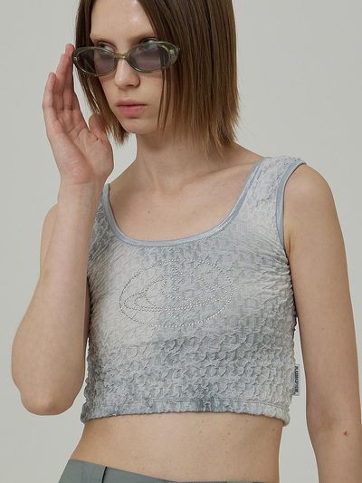 PLASMA SPHERE POODLE TOP IN SKY (Crop Sleeveless)