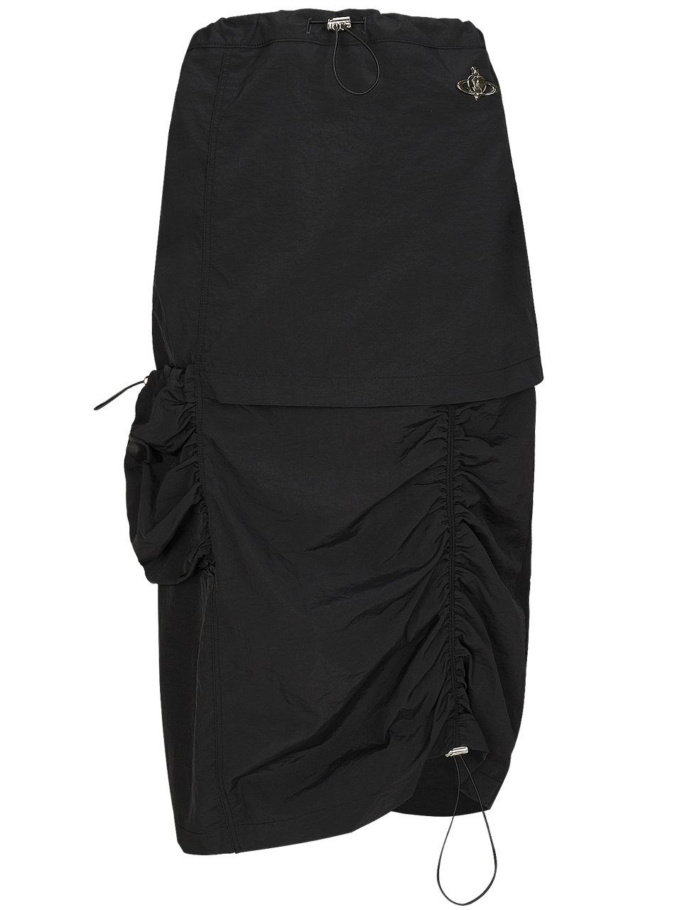 PLASMA SPHERE PUSH SKIRT IN BLACK (shirring cargo skirt)