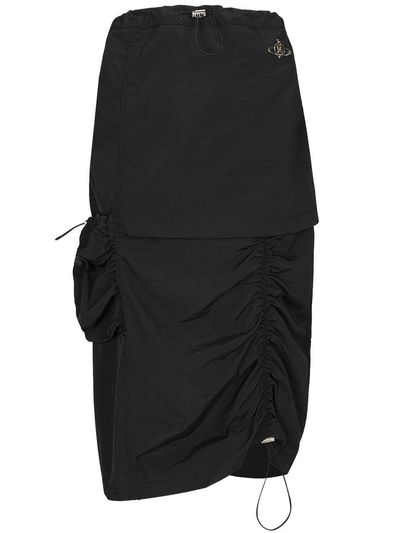 PLASMA SPHERE PUSH SKIRT IN BLACK (shirring cargo skirt)