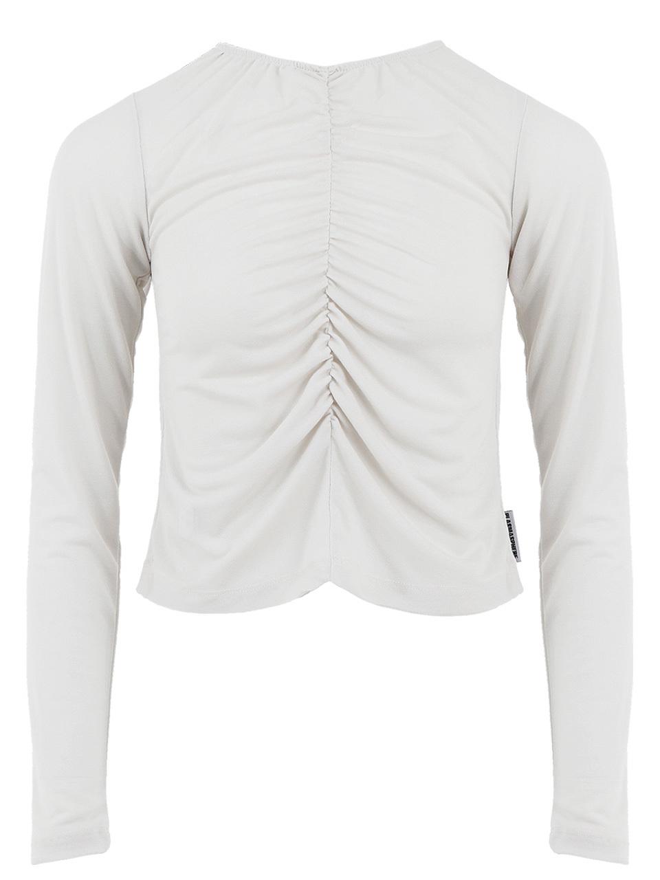 PLASMA SPHERE Shirring Long Sleeve T-shirt [Beige]