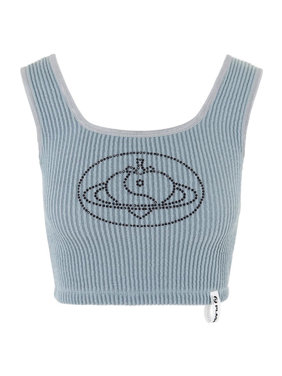 PLASMA SPHERE SPACE TOP IN SKY (Crop Knit Sleeveless)