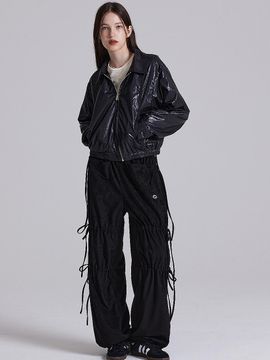 PLASMA SPHERE SUEDE PANTS IN BLACK (Suede Ribbon Pants)
