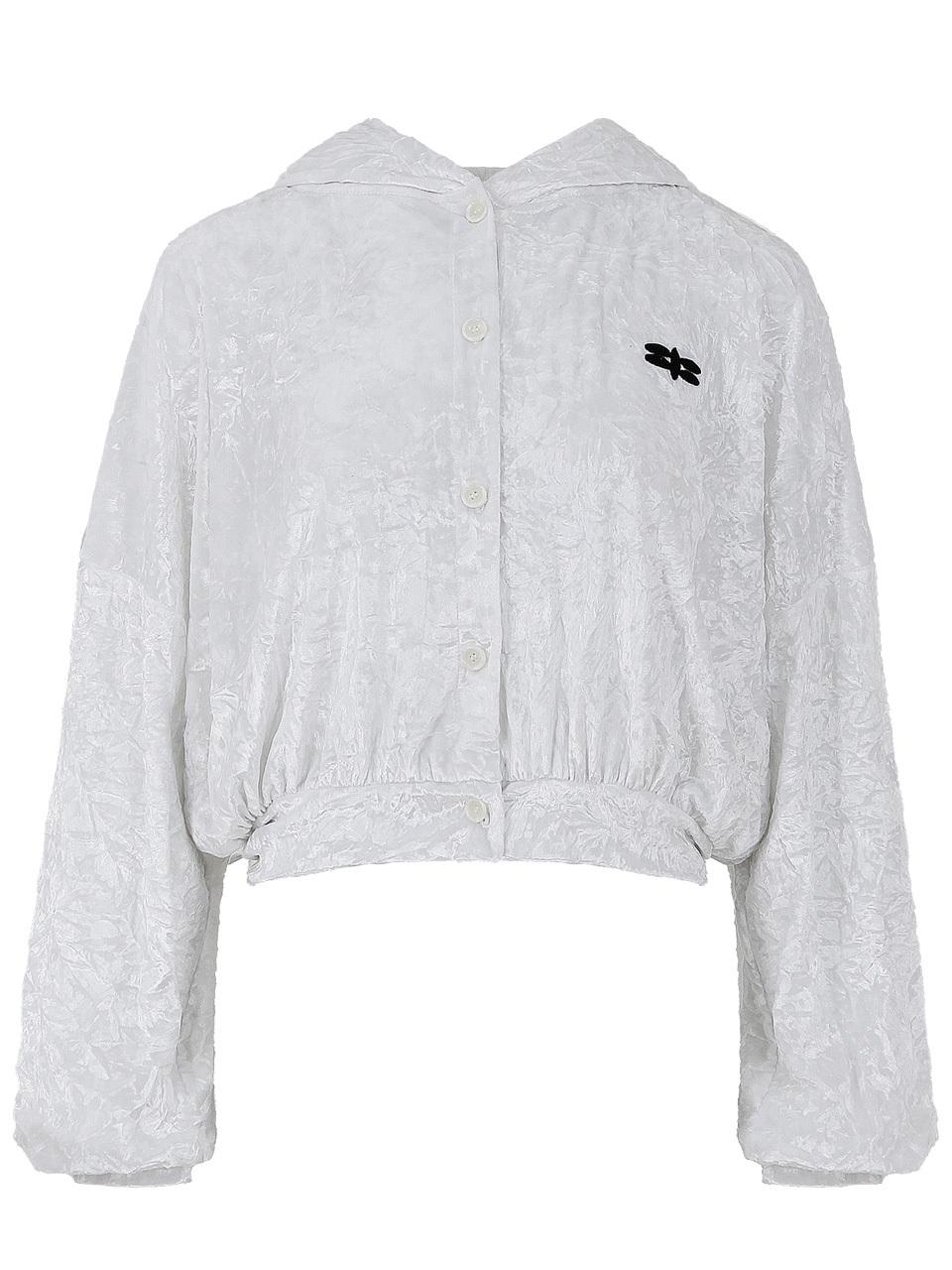 PLASMA SPHERE Velvet Hood Embroidered Jumper [Beige]