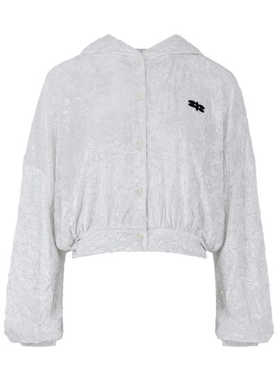 PLASMA SPHERE Velvet Hood Embroidered Jumper [Beige]