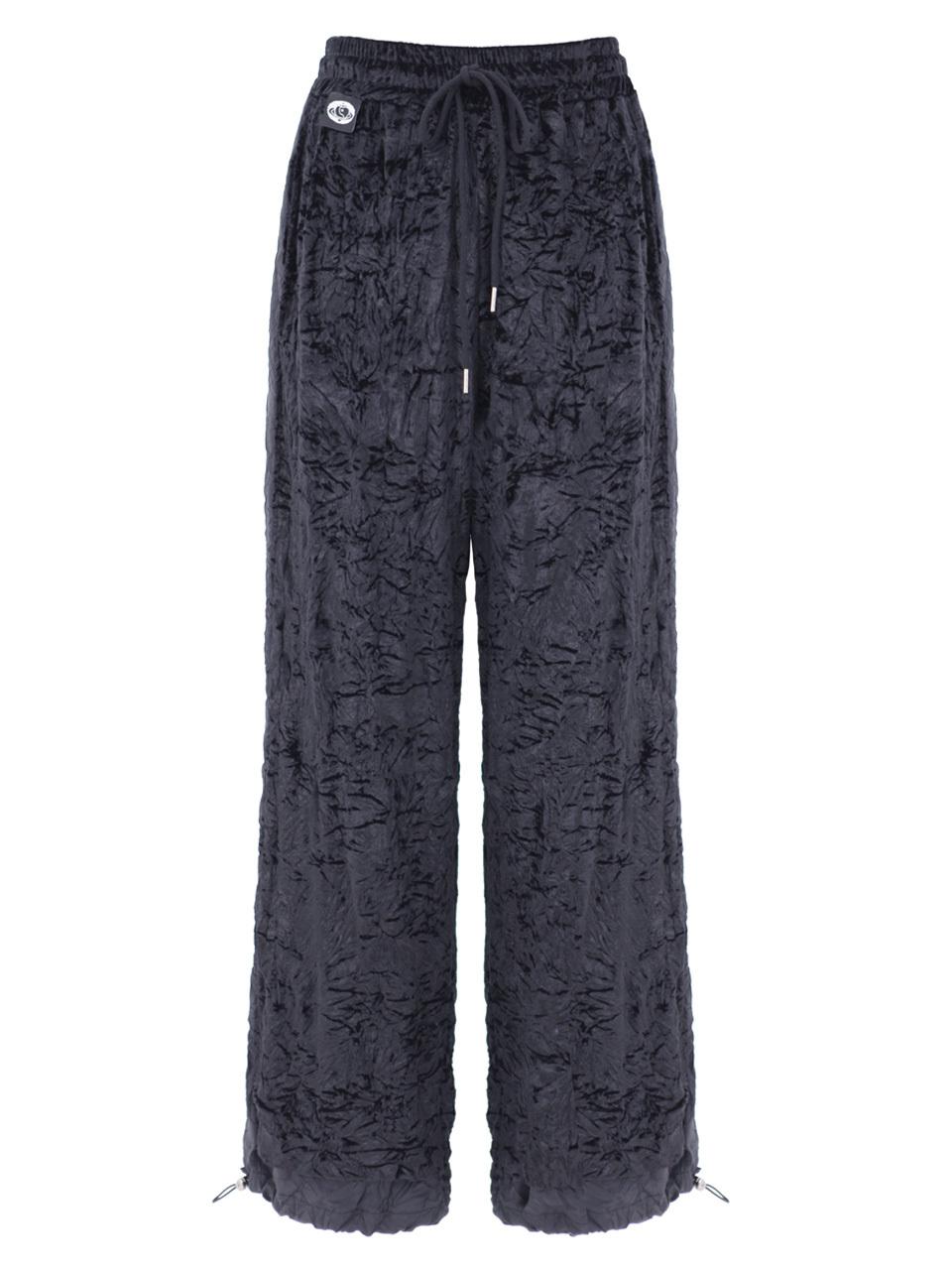 PLASMA SPHERE Velvet Pleated High Rise Pants [Navy]