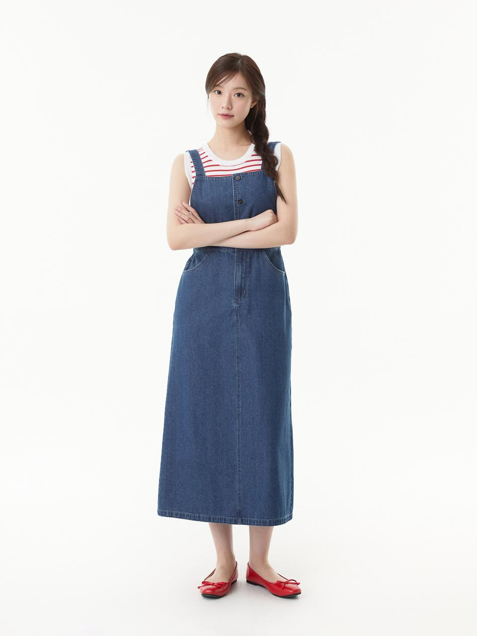 PLASTIC ISLAND Bustier Washed Denim Dress (PR2DO981)