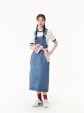 PLASTIC ISLAND Overall Denim Long Dress (PR2DO961)