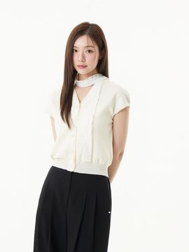 PLASTIC ISLAND Scarf Option Button Vest (PR2KV831)