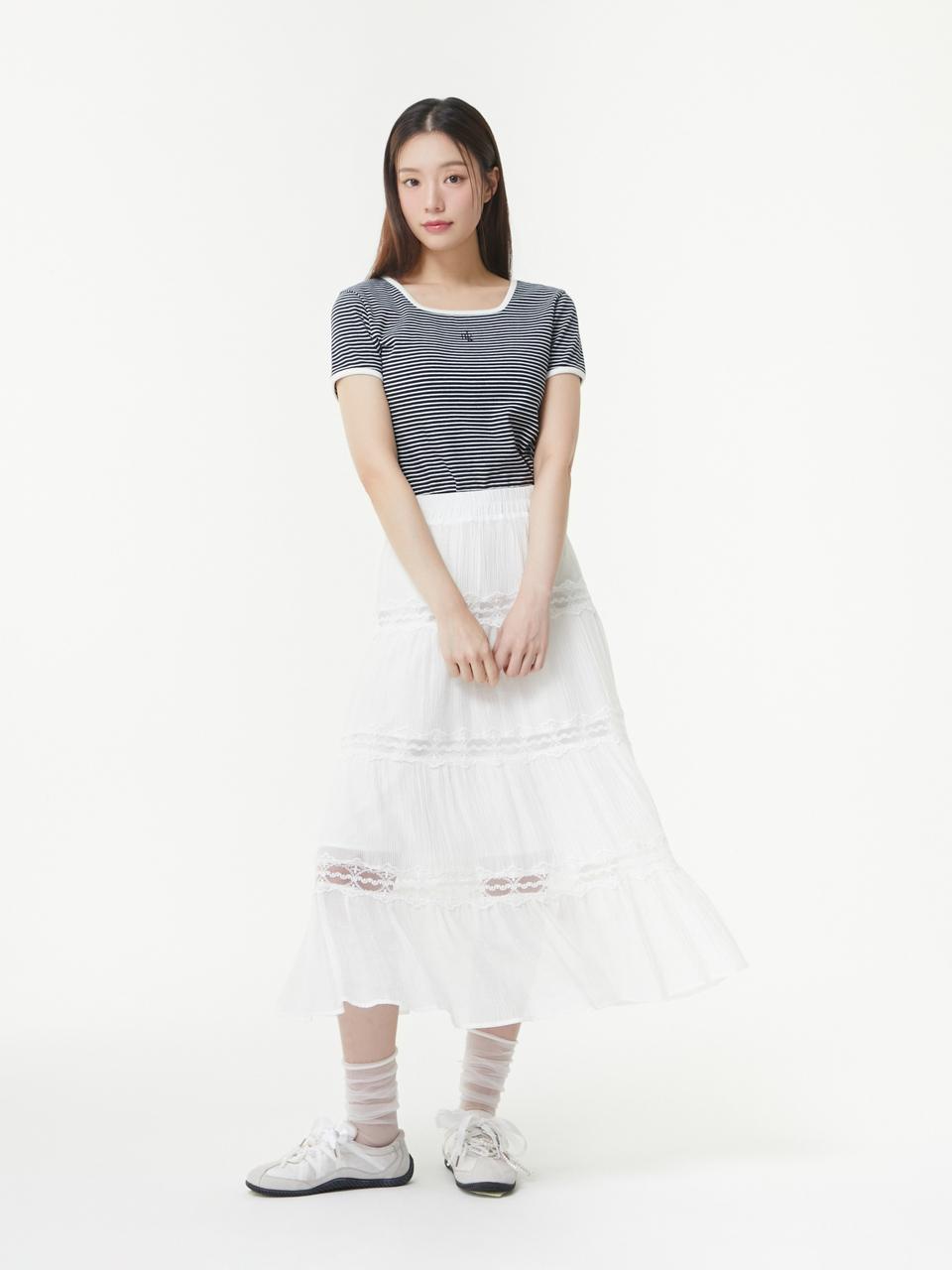 PLASTIC ISLAND Square Neck Stripe T-shirt (PR2CH962)