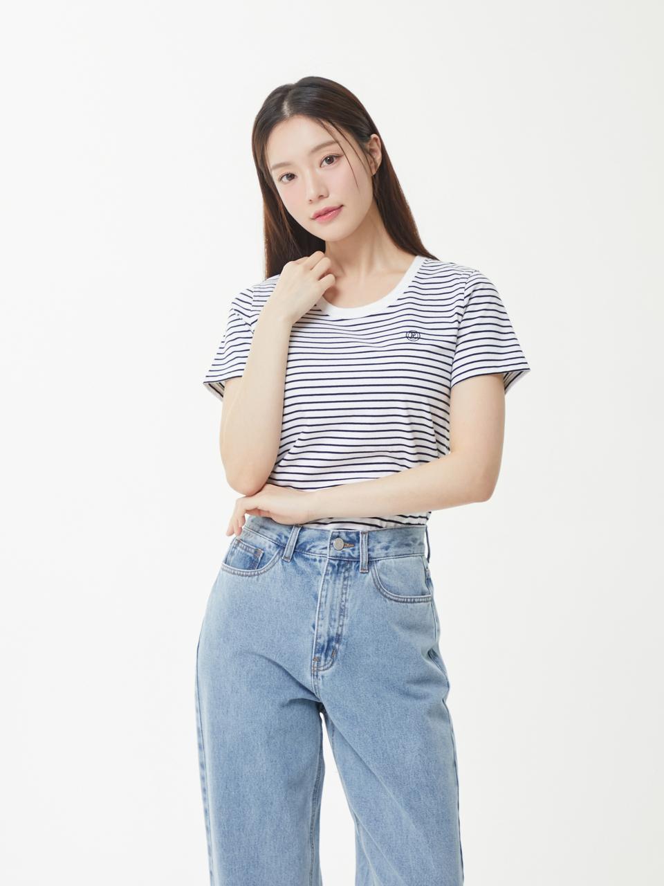 PLASTIC ISLAND Striped Slim Short-Sleeve T-shirt (PR2CH961)