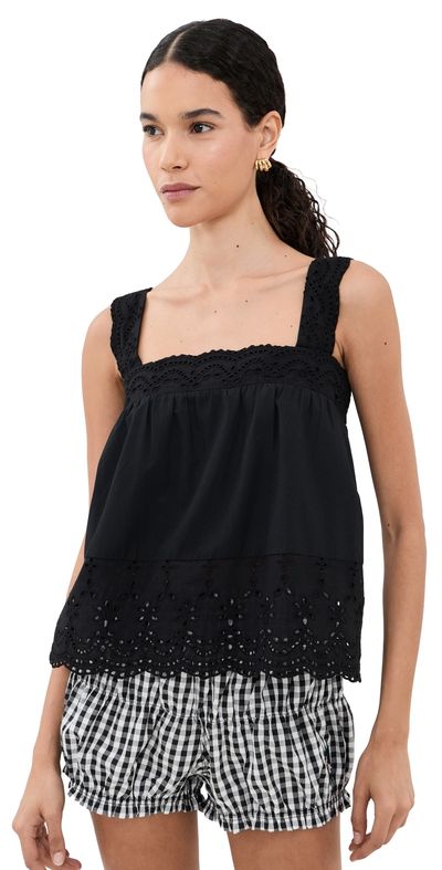 Playa Lucila Playa Lucila Eyelet Tank Black