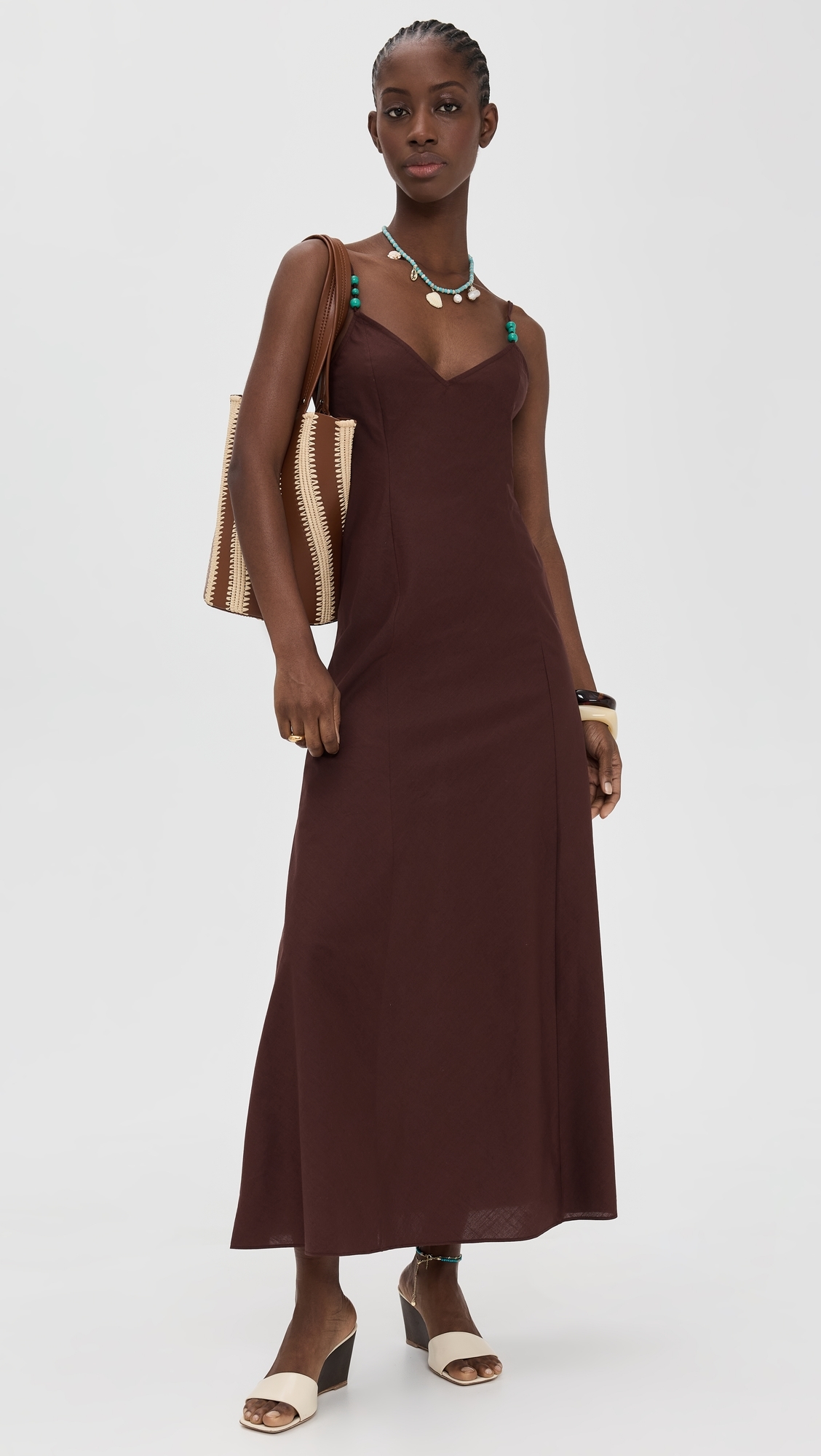 nalla maxi dress brown Nola Long Sleeve Maxi Dress In Brown – Elliatt main image 1