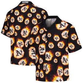PLEASURES Men's PLEASURES Black Oakland Athletics Flame Fireball Button-Up Shirt 