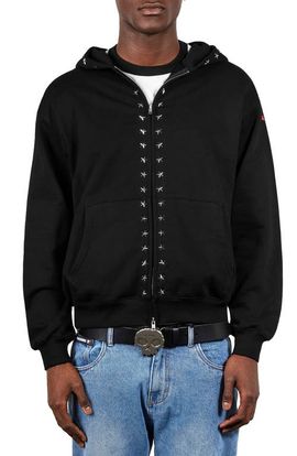 PLEASURES PLEASURES Dane Studded Relaxed Fit Cotton Hoodie