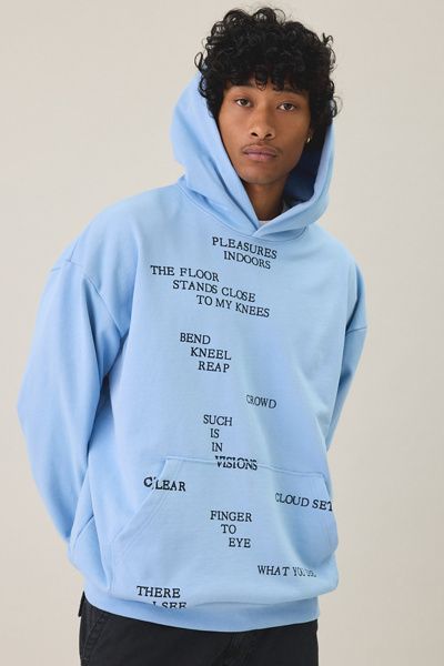 PLEASURES PLEASURES Indoors Graphic Hoodie Sweatshirt in Blue, Men's at Urban Outfitters