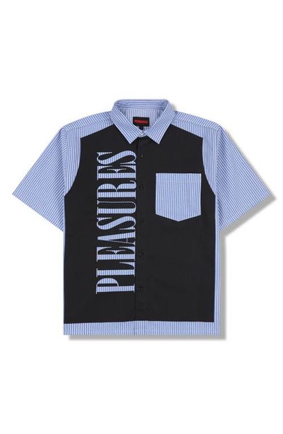 PLEASURES PLEASURES Onyx Stripe Graphic Button-Up Shirt
