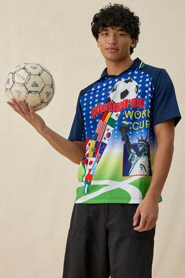 PLEASURES PLEASURES Soccer Flag Graphic Jersey Tee in Assorted, Men's at Urban Outfitters