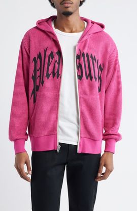 PLEASURES PLEASURES Twitch Graphic Waffle Knit Zip Hoodie
