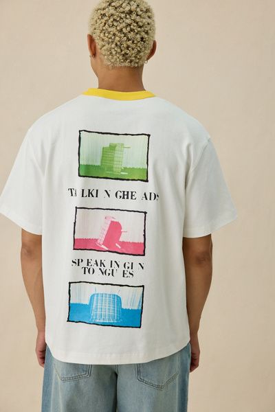 PLEASURES PLEASURES X Talking Heads Graphic Ringer Tee in White, Men's at Urban Outfitters