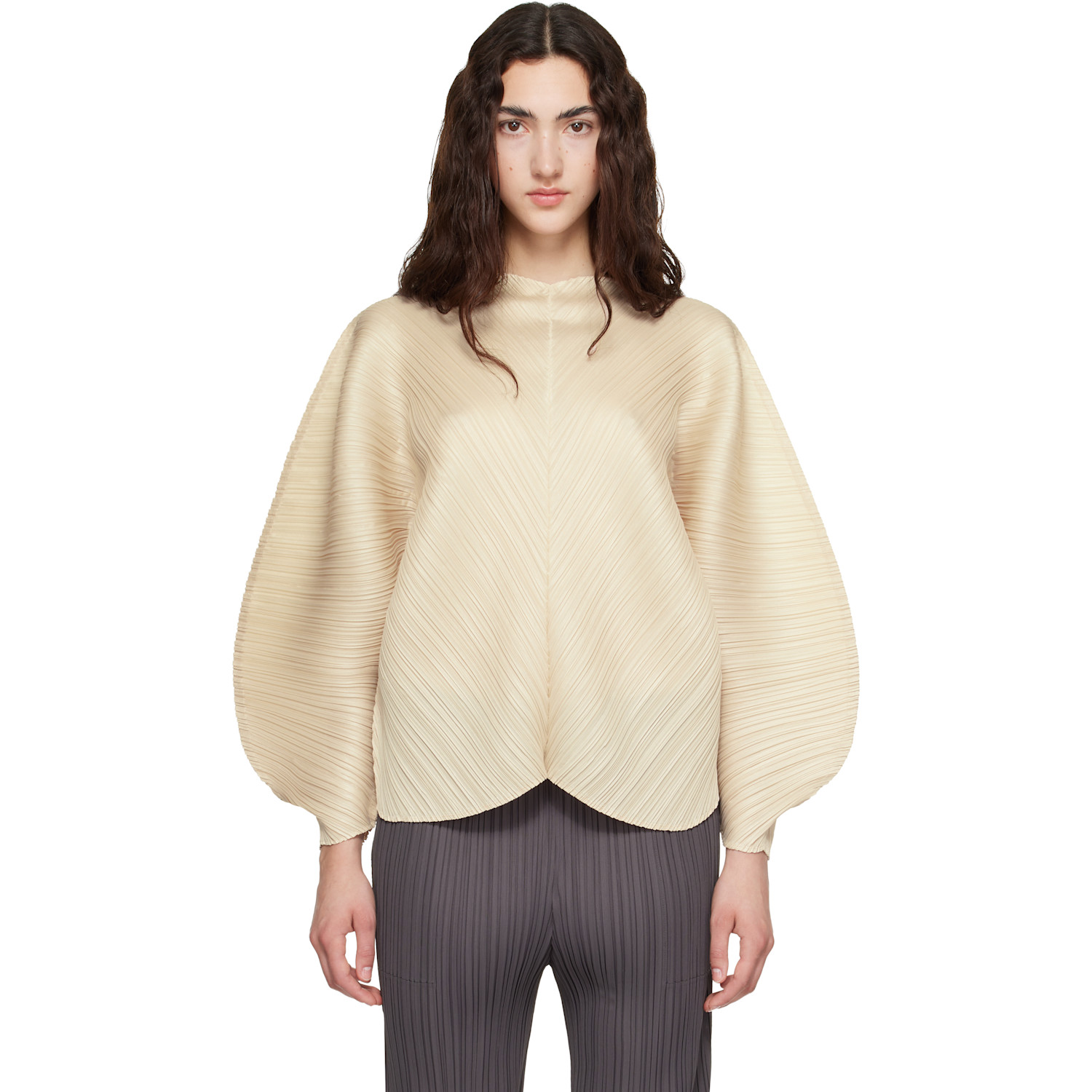 PLEATS PLEASE ISSEY MIYAKE - Beige Leap Top
