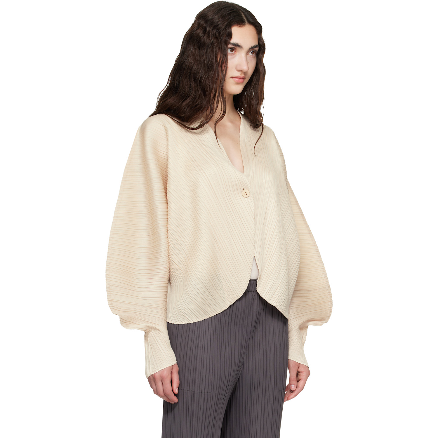 PLEATS PLEASE ISSEY MIYAKE - Beige Coast Cardigan