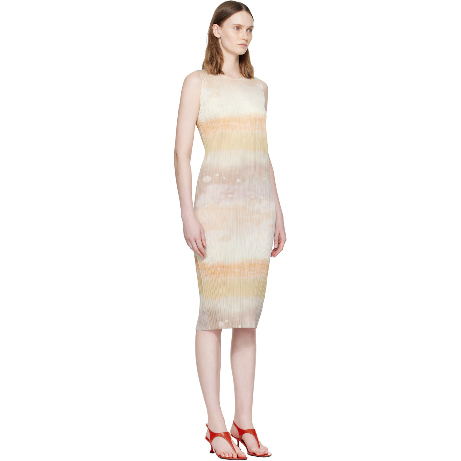 PLEATS PLEASE ワンピース sea bubble ベージュ　サイズ2 PLEATS PLEASE ISSEY MIYAKE - Beige Sea Bubble Midi Dress